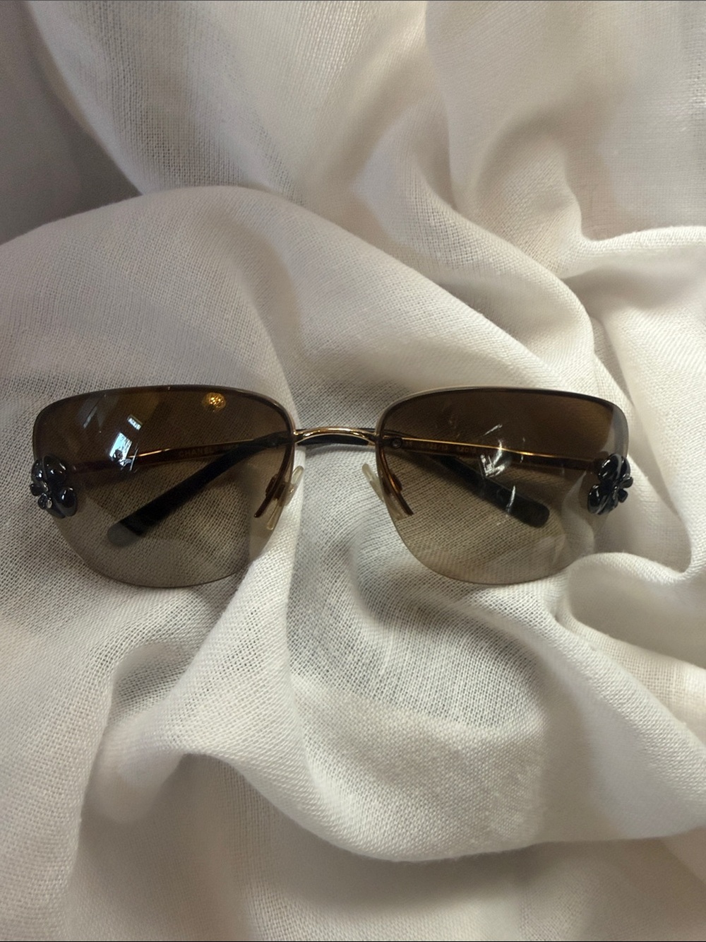 Chanel Brown Women's Sunglasses with Chanel Camellia flower accent